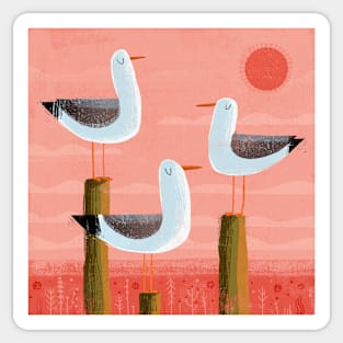 Three Gulls Sticker